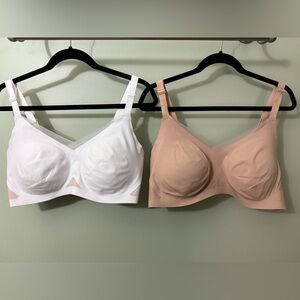 Honeylove Crossover Bras, size 2X, one white and one beige.